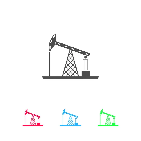 Oil Rig Icon Flat Color Pictogram White Background Vector Illustration — Stock Vector