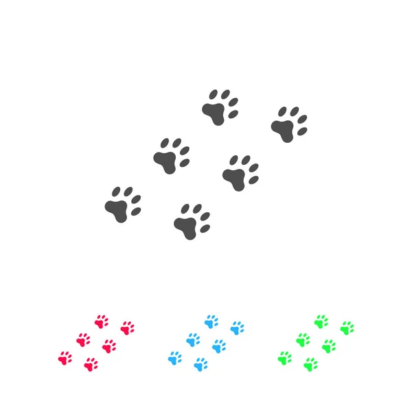 Paw Icon Flat Color Pictogram White Background Vector Illustration Symbol — Stock Vector