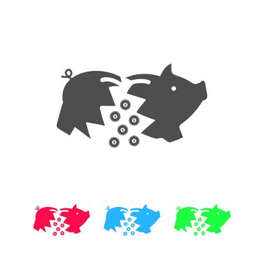 Domuz ikonu düz. Beyaz arkaplanda renkli resim. Vektör illüstrasyon sembolü ve bonus simgeleri