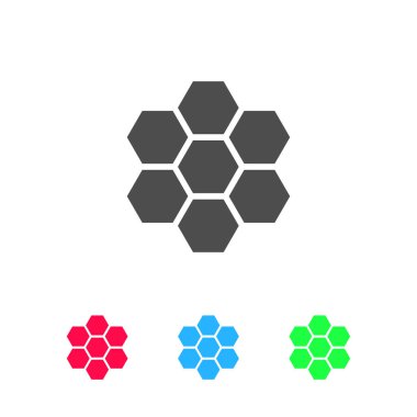 Bal peteği simgesi düz. Beyaz arkaplanda renkli resim. Vektör illüstrasyon sembolü ve bonus simgeleri