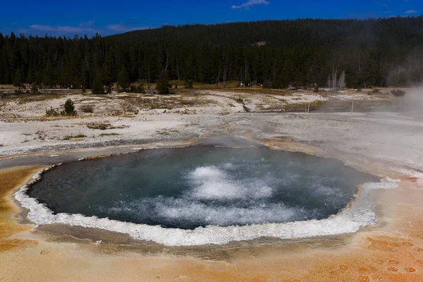 Boiling water in crested pool of Yellowstone national park — Stock Photo, Image