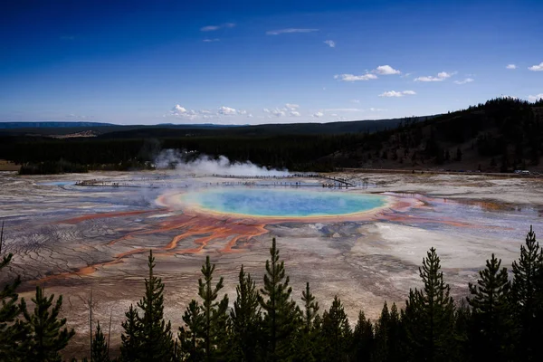 Grand prismatic spring from watching bay