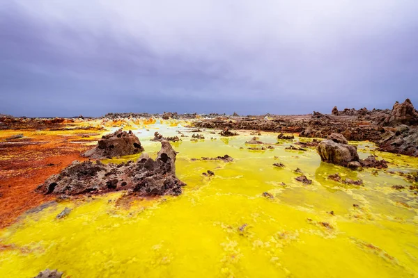 Pure sulfuric acid puddle in the Dallol — Stock Photo, Image