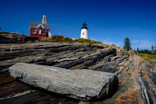 Pemaquid Bod Světelný Dům Pobřeží Maine — Stock fotografie