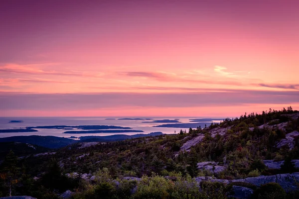 Zachód słońca nad zatoką Francuską w Parku Narodowym Acadia — Zdjęcie stockowe