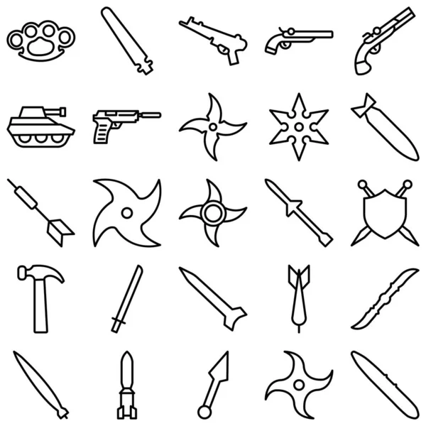 Conjunto Iconos Vectores Aislados Armas Cada Icono Puede Modificar Editar — Vector de stock