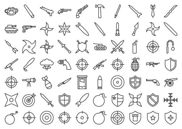 Conjunto Iconos Vectores Aislados Armas Cada Icono Puede Modificar Editar — Vector de stock