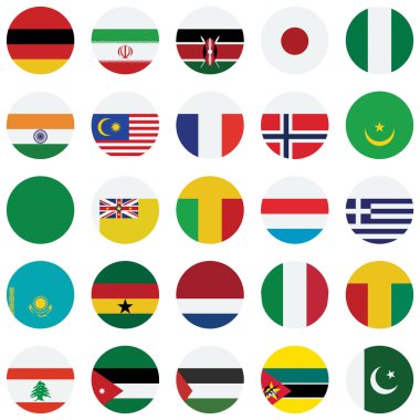 Dünya Bayrağı izole edilmiş Vektör Resimleri kolaylıkla düzenleyebileceğiniz her bayrağı ayarlar