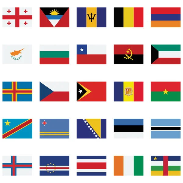 Bandera Mundial Aislada Vector Illustration Establece Cada Bandera Que Puede — Vector de stock