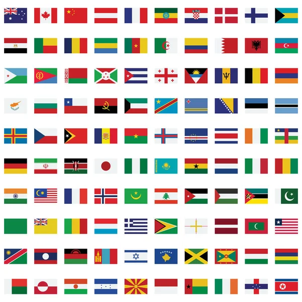 Welt Flagge Isolierte Vektorillustration Setzt Jedes Einzelne Flagge Die Sie — Stockvektor