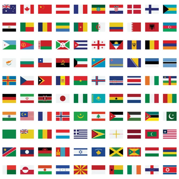 Bandera Mundial Aislada Vector Illustration Establece Cada Bandera Que Puede — Vector de stock