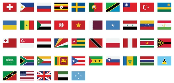 World Flag Isolated Vector Illustration Set Every Single Flag You — Stockvector