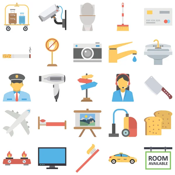 Hotel Restaurant Color Vector Icon Every Single Icon Can Easily — Stock Vector