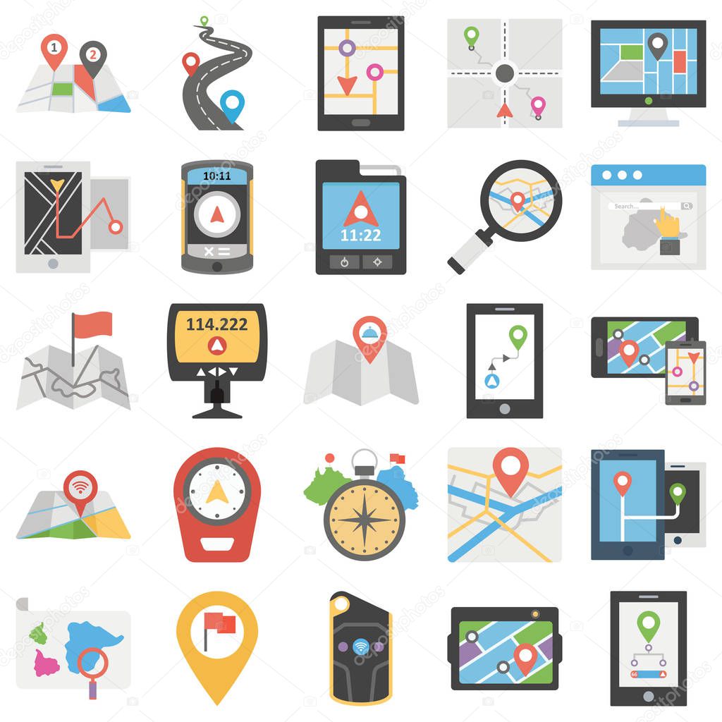 Map and navigation isolated vector icons set every single icon can be easily modified or edit