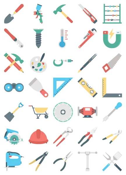 Tools Color Vector Icons Set Every Single Icon Can Easily — Stock Vector