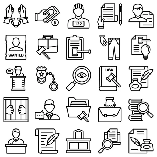 Justice Law Isolated Vector Icons Set Every Single Icon Can — Stock Vector