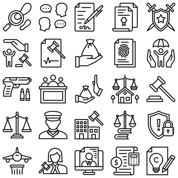 Justice Law Elszigetelt Vektor Ikon Készlet Minden Egyes Ikon Könnyen — Stock Vector