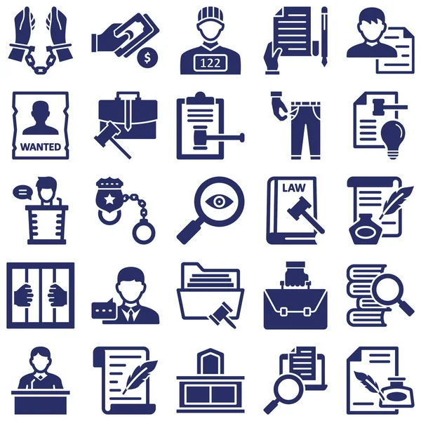 Justice Law Isolated Vector Icons Set Every Single Icon Can — Stock Vector