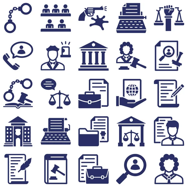Justice Law Isolated Vector Icons Set Every Single Icon Can — Stock Vector