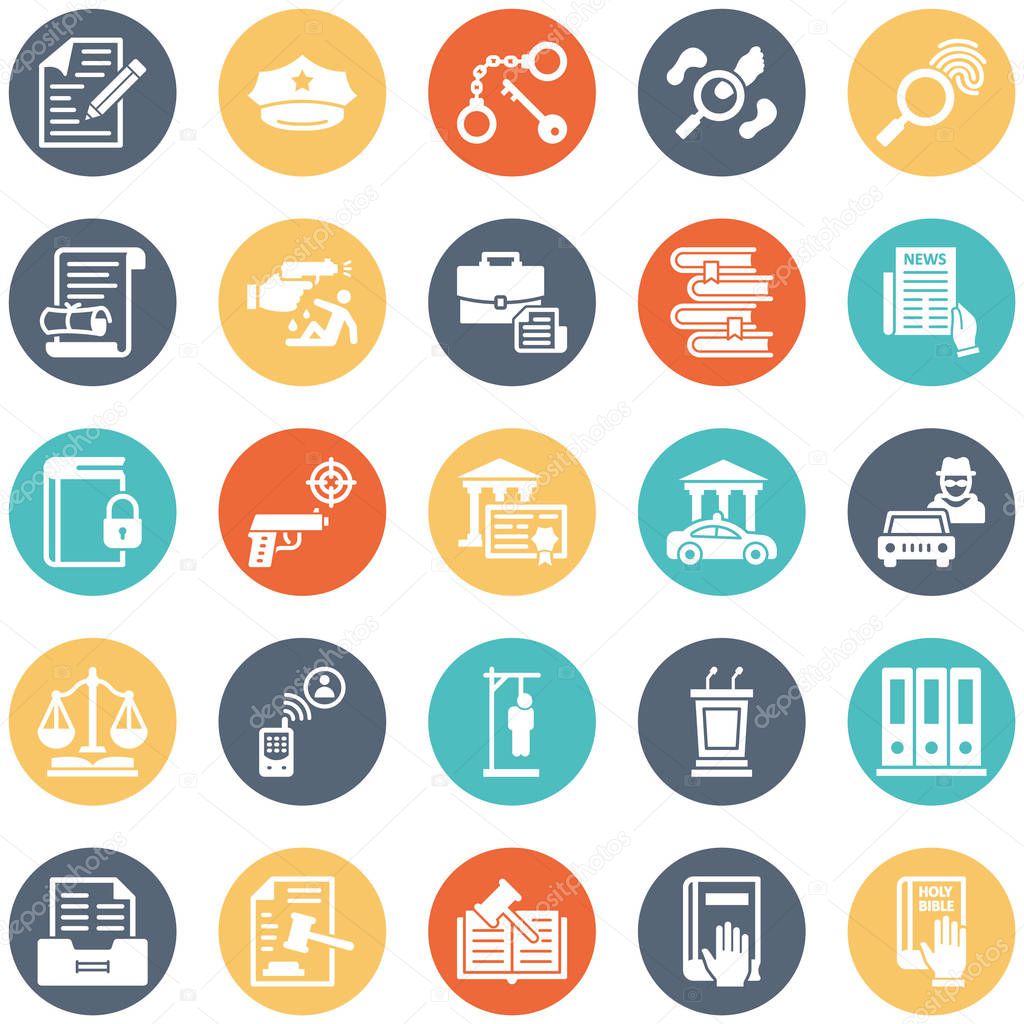 justice and Law Isolated Vector Icons set every single icon can easily modify or edit