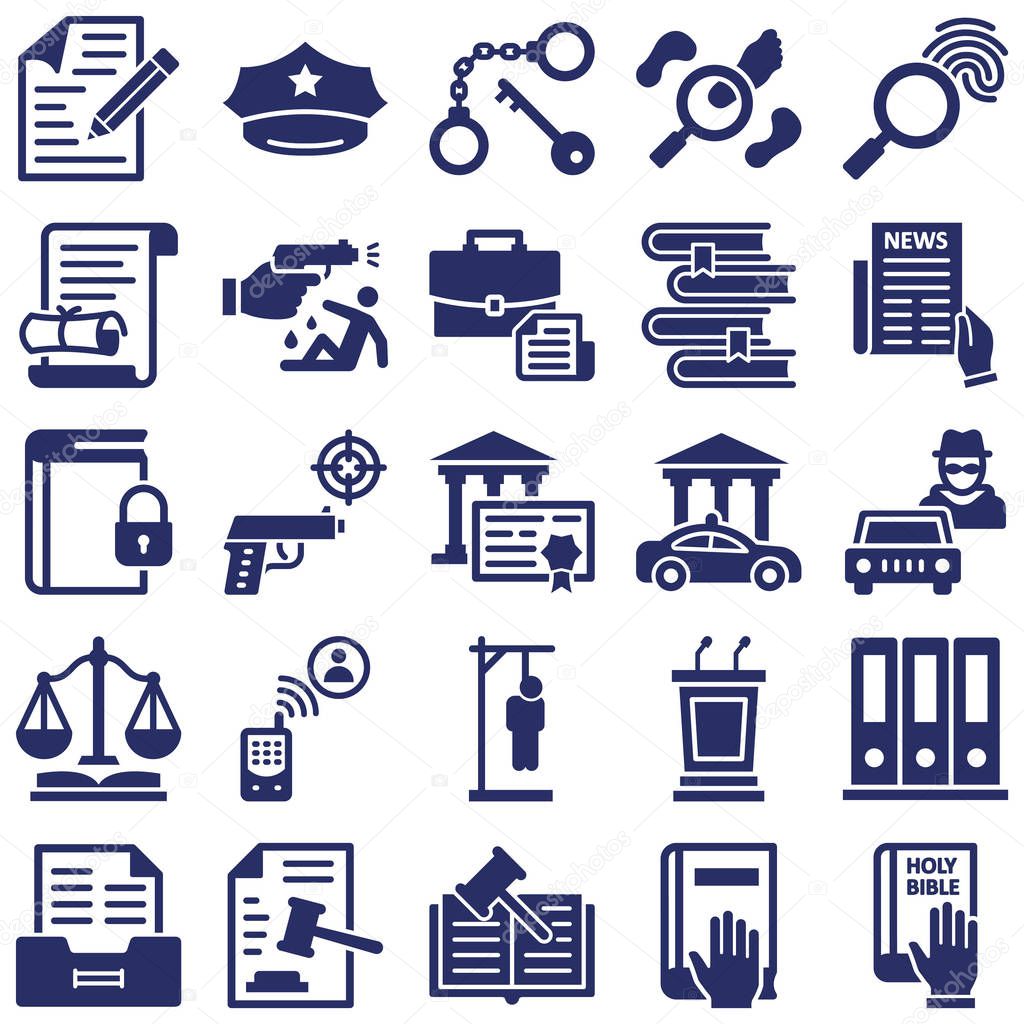 Justice and Law Isolated Vector Icons set every single icon can easily modify or edit