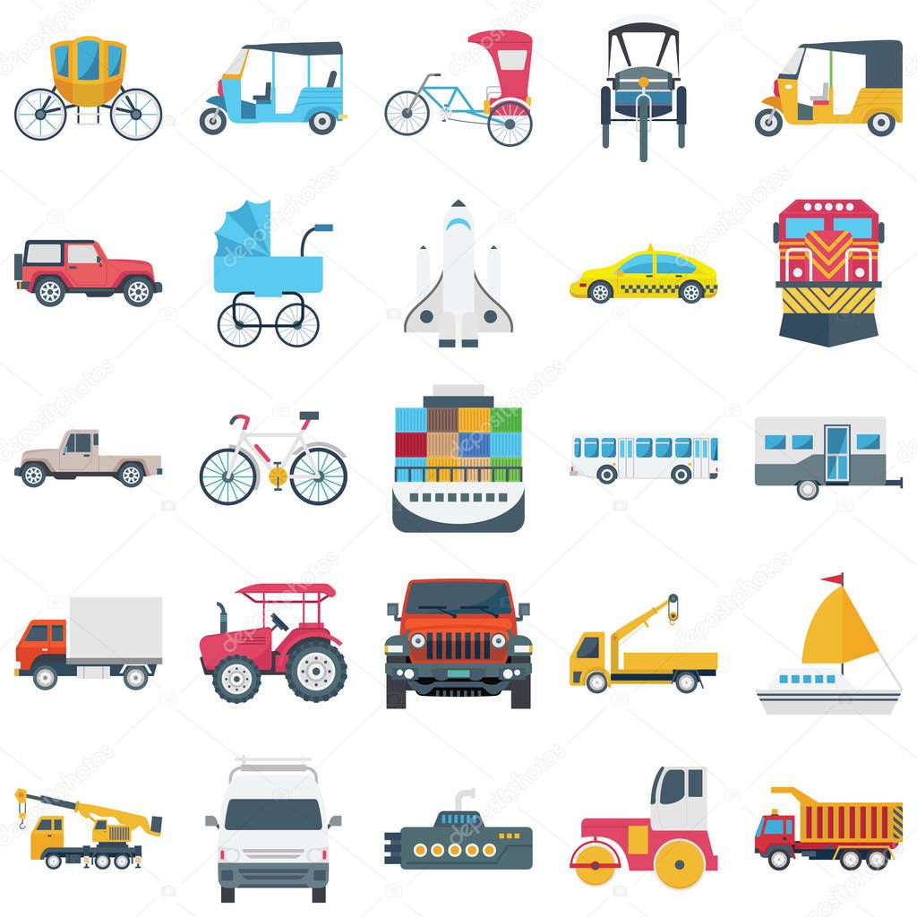 We are offering you a set of transport illustration icons, very useful for your transport and travel project.