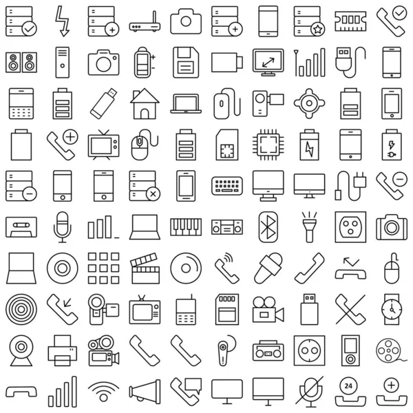 Dispositivos Iconos Vectoriales Circulares Conjunto Totalmente Editable — Vector de stock
