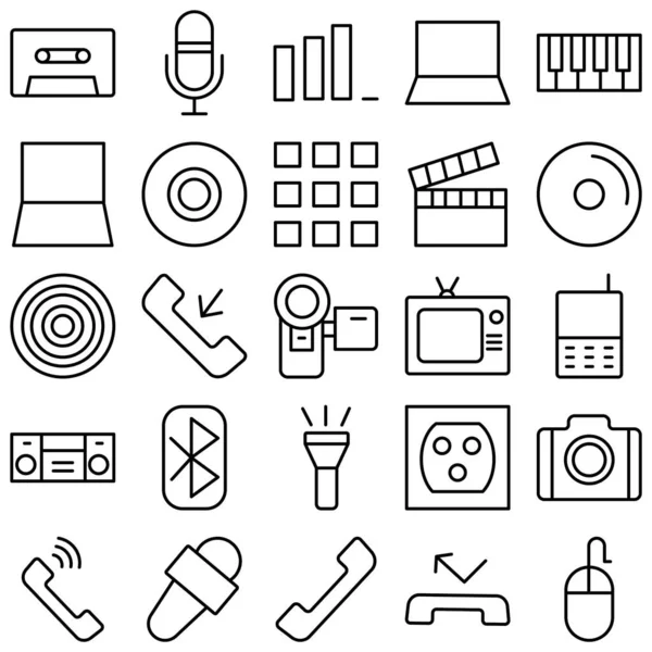 Dispositivos Iconos Vectoriales Circulares Conjunto Totalmente Editable — Vector de stock