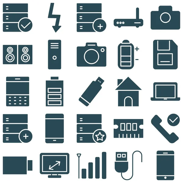 Dispositivos Iconos Vectoriales Circulares Conjunto Totalmente Editable — Vector de stock