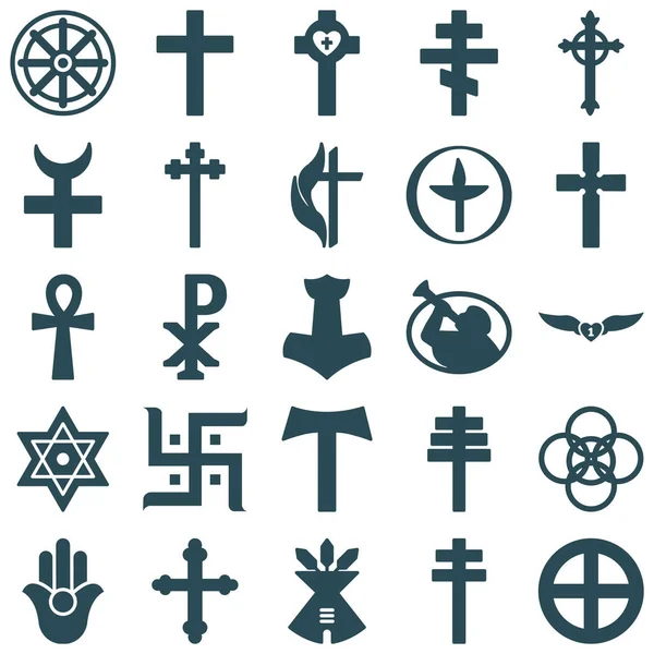 Religiöse Vektorsymbole Die Jedes Einzelne Symbol Setzen Können Leicht Geändert — Stockvektor