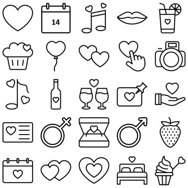 Aşk ve Romantik Vektör Simgeleri Kolayca düzenleyebilen ya da düzenleyebilen ayarlar
