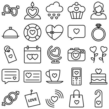 Aşk ve Romantik Vektör Simgeleri Kolayca düzenleyebilen ya da düzenleyebilen ayarlar