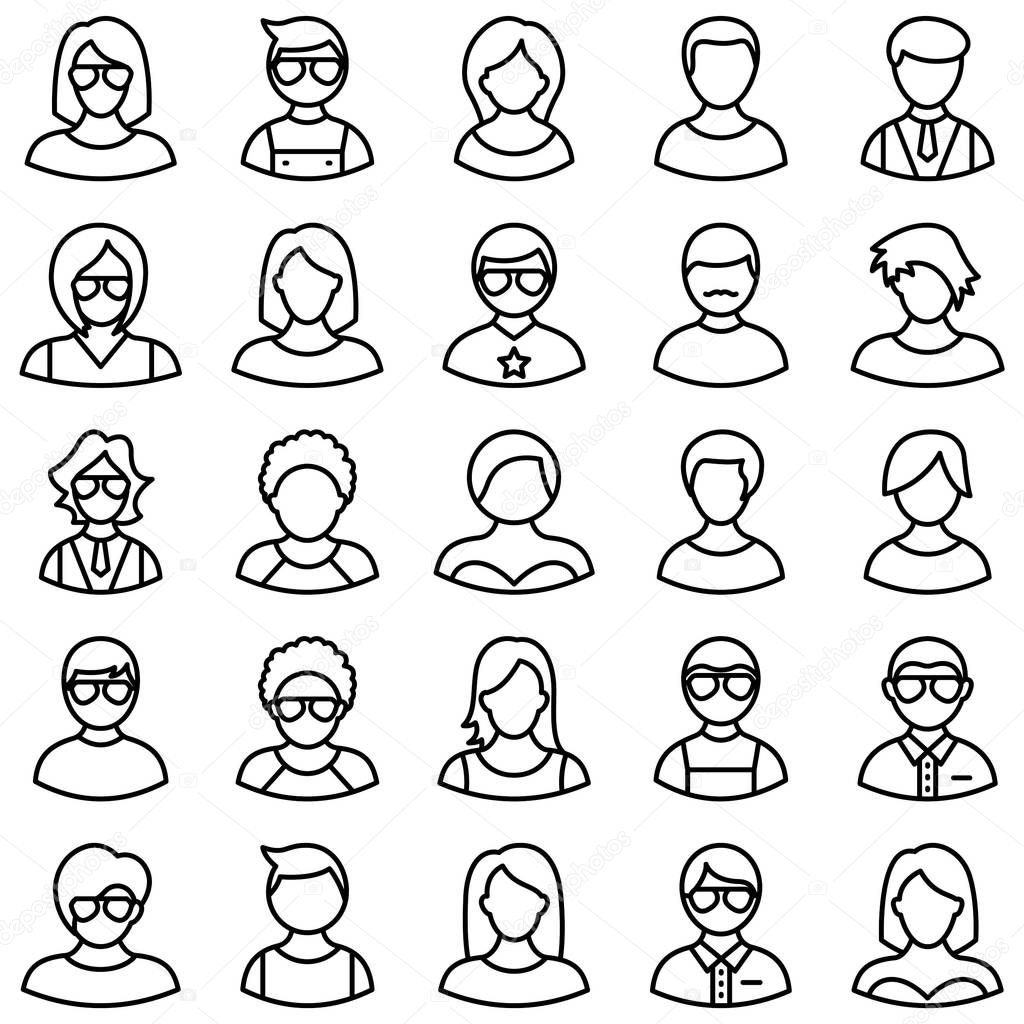 Avatar Isolated Vector icons Set that can be easily modified or edited