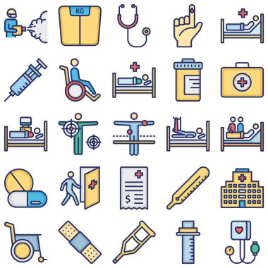 Hastalıklar ve Tedavi İzole Edilmiş Vektör Simgesi her bir simge kolaylıkla değiştirilebilir veya düzenlenebilir