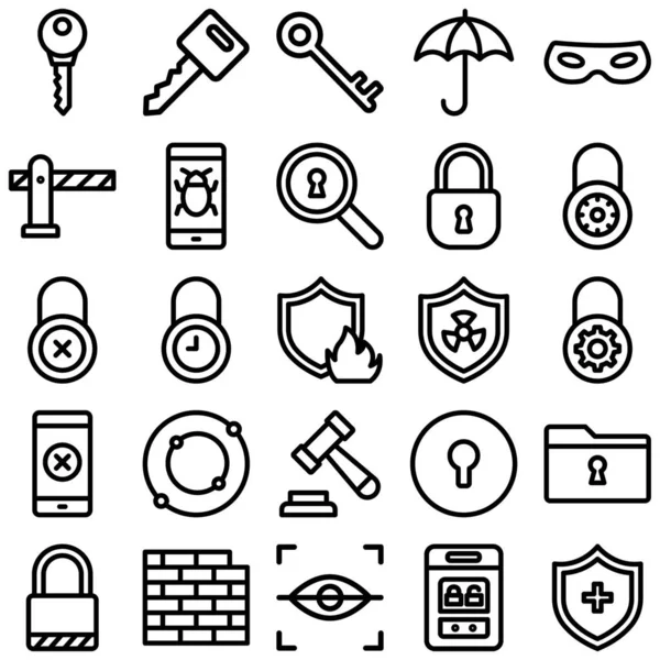 Conjunto Iconos Vectoriales Aislados Seguridad Cada Uno Puede Modificarse Editarse — Vector de stock