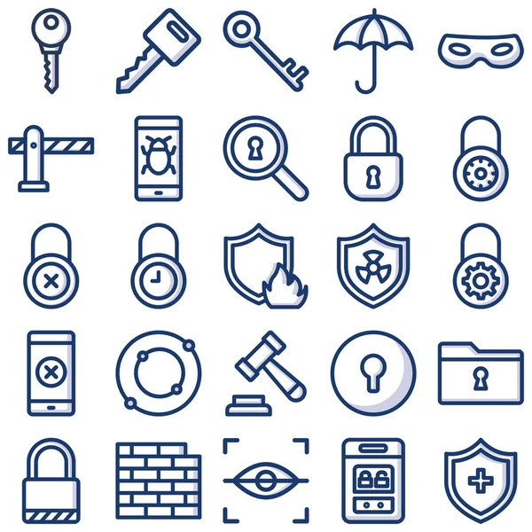 Conjunto Iconos Vectoriales Aislados Seguridad Cada Uno Puede Modificarse Editarse — Vector de stock
