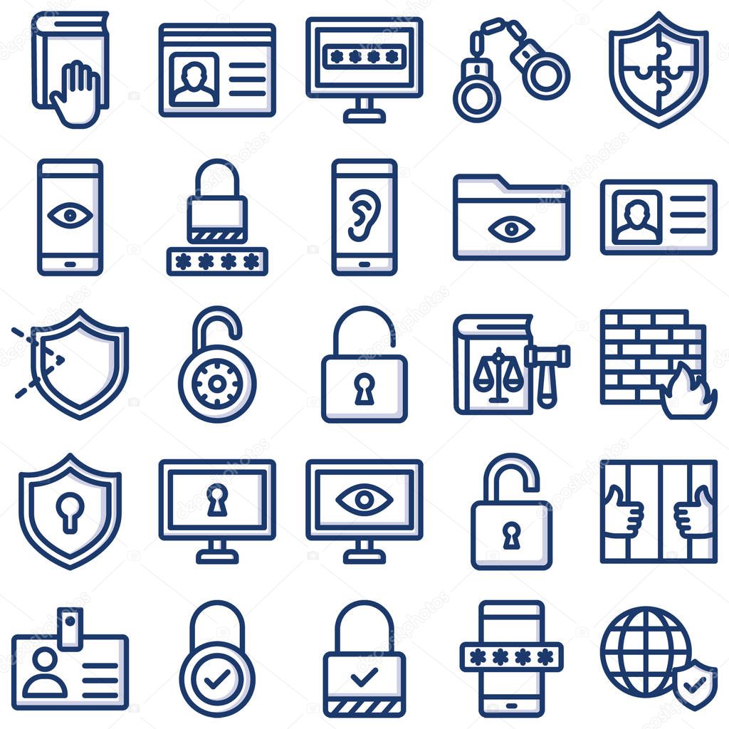 Security isolated Vector Icons Set every single can be easily modified or edit