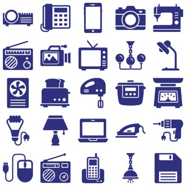 Elektronik İzole Vektör Simgeleri her simgeyi kolayca değiştirebilir