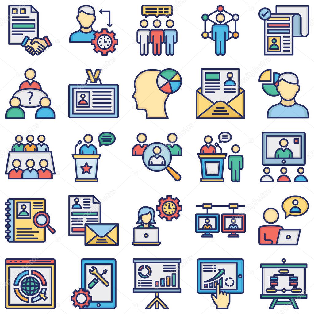 HR Management Vector Icons Set every single icon can be easily modified or edited