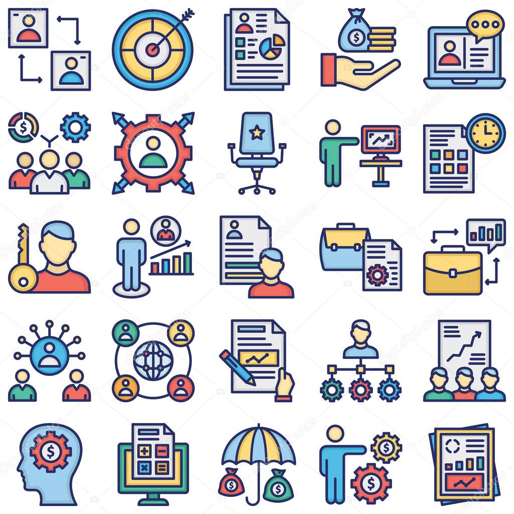 HR Management Vector Icons Set every single icon can be easily modified or edited