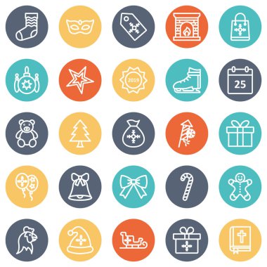 Noel Kutlama Vektörü Simgeleri Paketi
