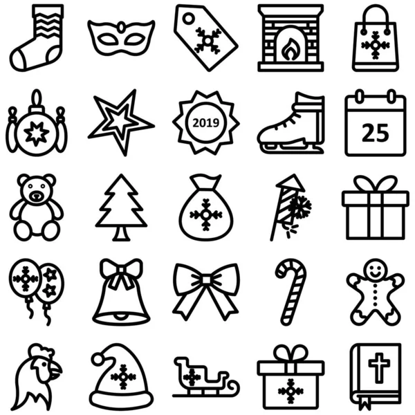 Paquete Iconos Vectoriales Celebración Navideña — Vector de stock