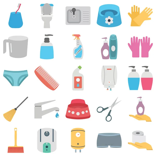 Flache Vektorsymbole Für Waschräume Jedes Einzelne Symbol Kann Leicht Verändert — Stockvektor
