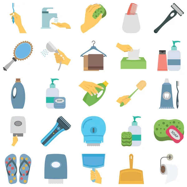 Flache Vektorsymbole Für Waschräume Jedes Einzelne Symbol Kann Leicht Verändert — Stockvektor