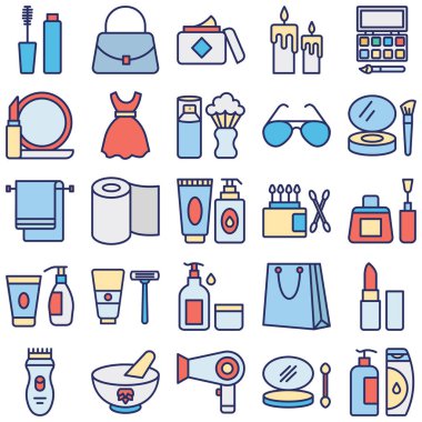 Güzellik ve Moda İzole Vektör simgeleri her bir simge kolayca değiştirilebilir veya düzenlenebilir