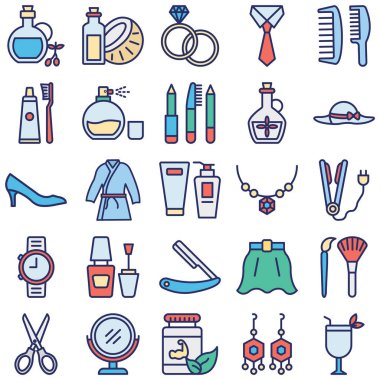 Güzellik ve Moda İzole Vektör simgeleri her bir simge kolayca değiştirilebilir veya düzenlenebilir