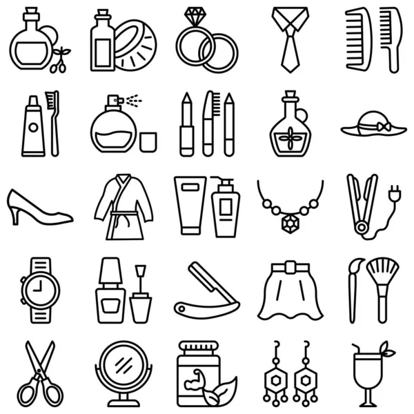 Beauty Fashion Isolated Vector Icons Set Every Single Icon Can — Stock Vector