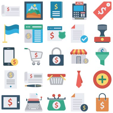 Finans ve Ödemeler Renk Vektörü simgeleri Her bir simge kolayca değiştirilebilir veya düzenlenebilir