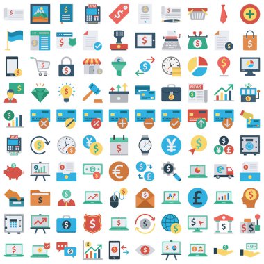 Finans ve Ödemeler Renk Vektörü simgeleri Her bir simge kolayca değiştirilebilir veya düzenlenebilir