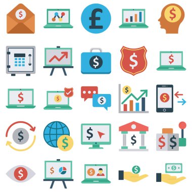 Finans ve Ödemeler Renk Vektörü simgeleri Her bir simge kolayca değiştirilebilir veya düzenlenebilir